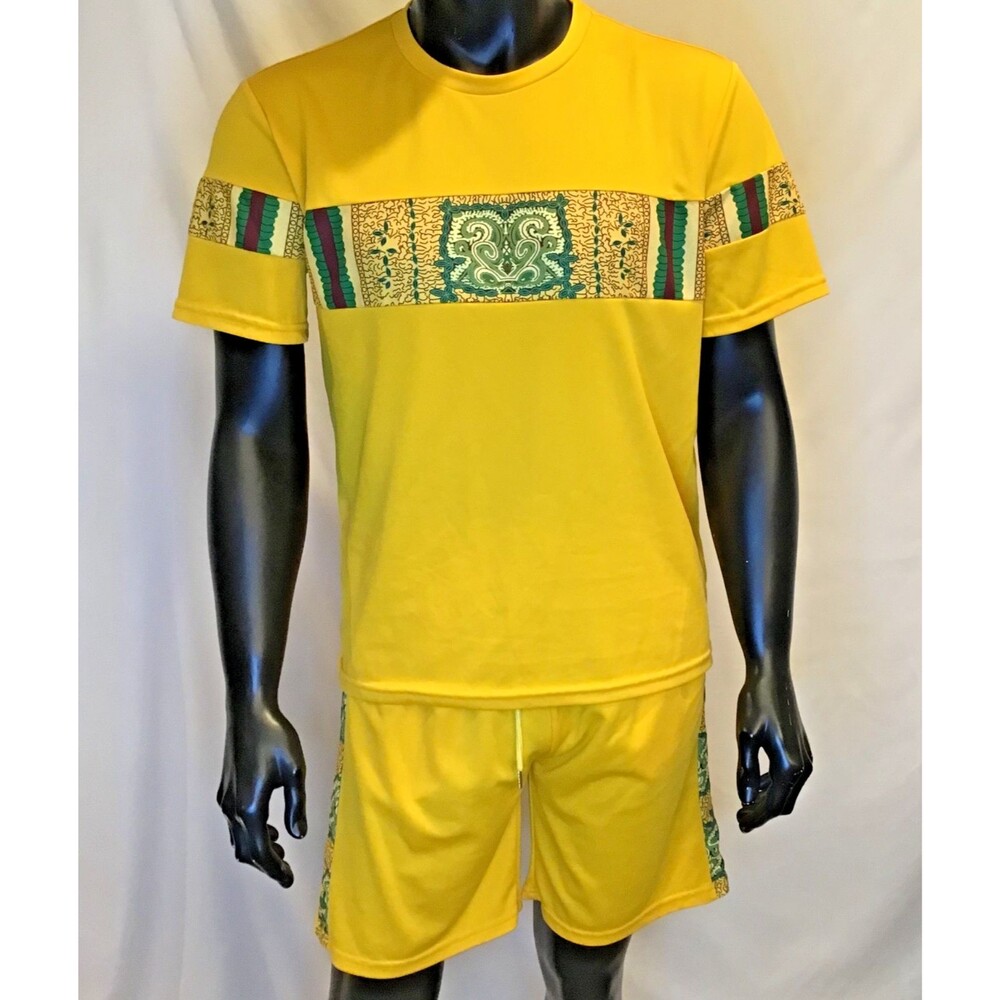 Coofandy Yellow Summer 2-piece Shorts Set Large